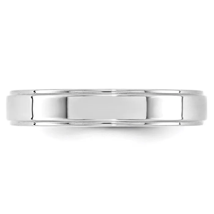 Goldia Rings Solid 14K White Gold 4mm Flat with Step Edge MensWomens Wedding Band Ring Size 8 Goldia Rings Solid 14K White Gold 4mm Flat with Step Edge MensWomens Wedding Band Ring Size 8