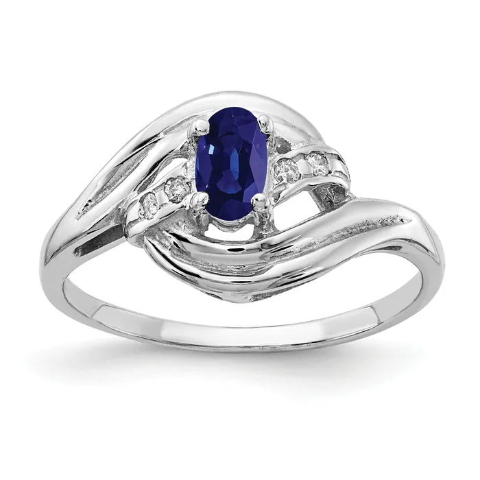 Goldia Rings Solid 14k White Gold 5x3mm Oval Simulated Sapphire AAA CZ Ring Goldia Rings Solid 14k White Gold 5x3mm Oval Simulated Sapphire AAA CZ Ring