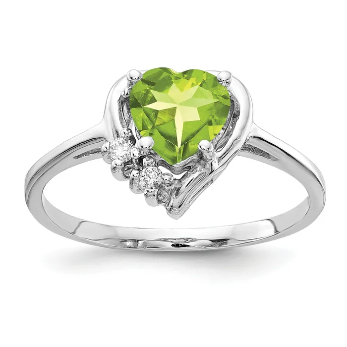 Goldia Rings Solid 14k White Gold 6mm Heart Simulated Peridot AA CZ Ring Goldia Rings Solid 14k White Gold 6mm Heart Simulated Peridot AA CZ Ring