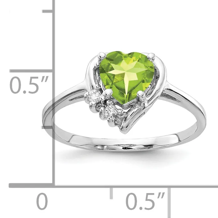 Goldia Rings Solid 14k White Gold 6mm Heart Simulated Peridot AA CZ Ring