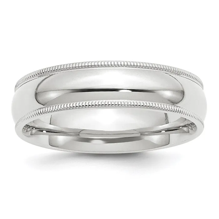 Goldia Rings Solid 14K White Gold 6mm Milgrain Comfort Fit MensWomens Wedding Band Ring Size 7 Goldia Rings Solid 14K White Gold 6mm Milgrain Comfort Fit MensWomens Wedding Band Ring Size 7