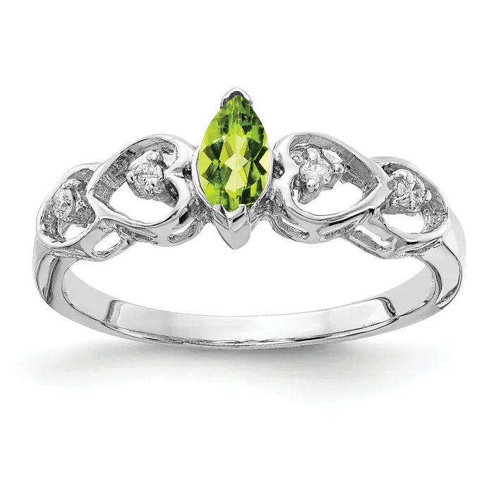 Goldia Rings Solid 14k White Gold 6x3mm Marquise Simulated Peridot AAA CZ Ring Goldia Rings Solid 14k White Gold 6x3mm Marquise Simulated Peridot AAA CZ Ring