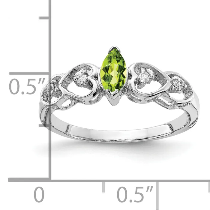 Goldia Rings Solid 14k White Gold 6x3mm Marquise Simulated Peridot AAA CZ Ring