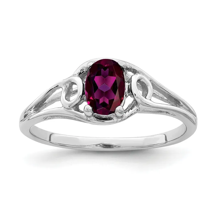 Goldia Rings Solid 14k White Gold 7x5mm Oval Rhodolite Simulated Garnet Ring