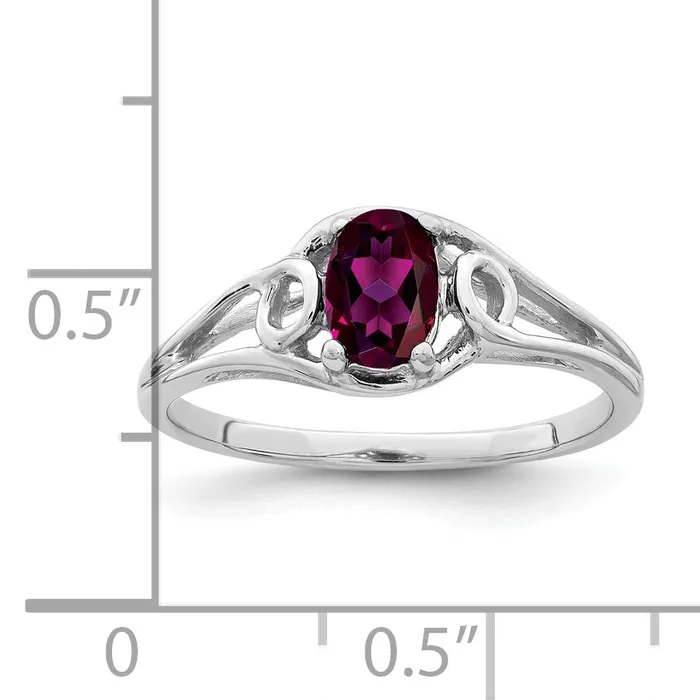 Goldia Rings Solid 14k White Gold 7x5mm Oval Rhodolite Simulated Garnet Ring