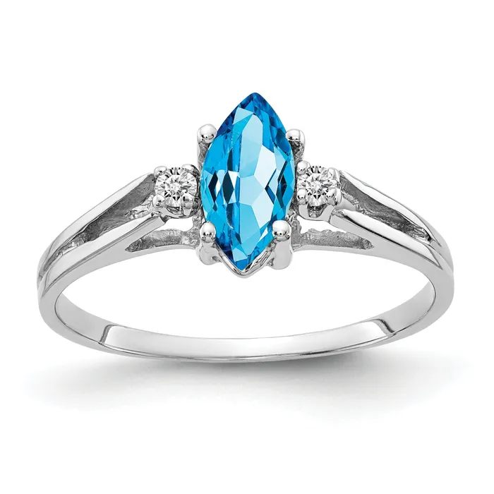 Goldia Rings Solid 14k White Gold 8x4mm Marquise Simulated Blue Topaz AAA CZ Ring Goldia Rings Solid 14k White Gold 8x4mm Marquise Simulated Blue Topaz AAA CZ Ring