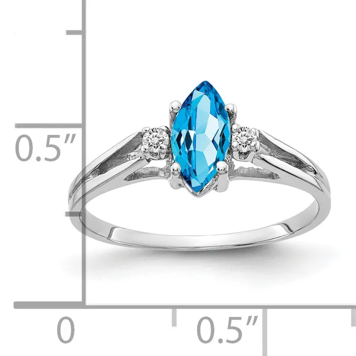 Goldia Rings Solid 14k White Gold 8x4mm Marquise Simulated Blue Topaz AAA CZ Ring