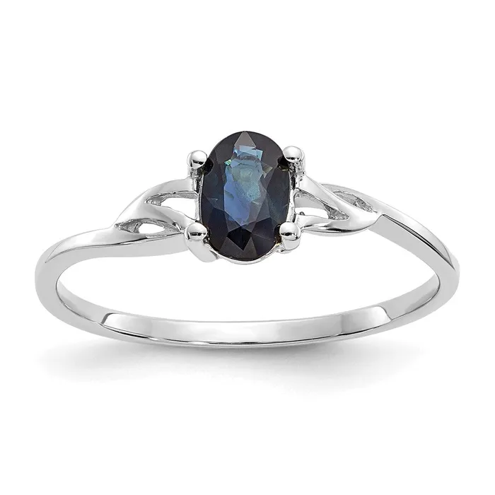 Goldia Rings Solid 14k White Gold Simulated Sapphire Birthstone Ring