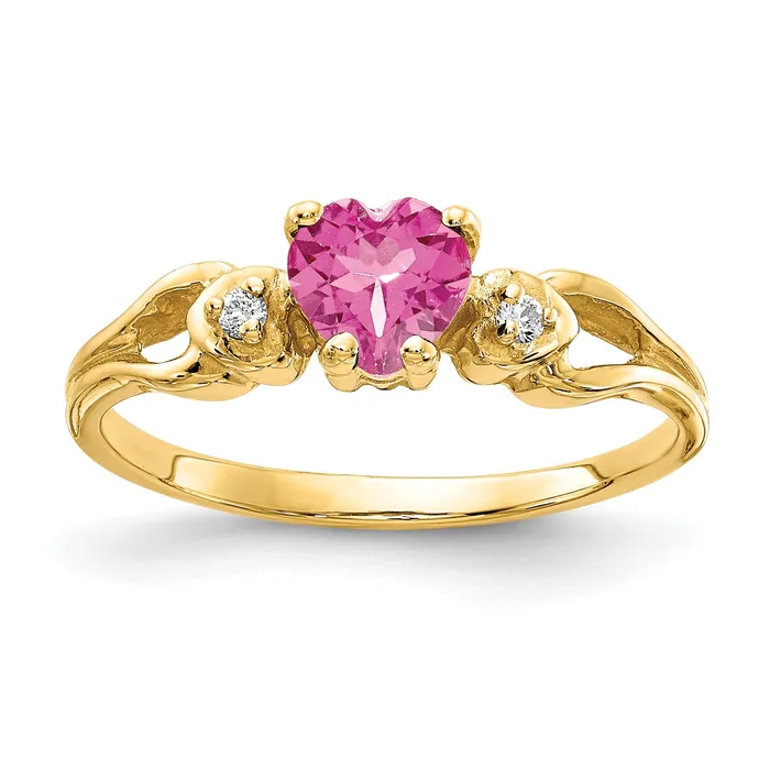 Goldia Rings Solid 14k Yellow Gold 5mm Heart Simulated Pink Tourmaline A CZ Ring Goldia Rings Solid 14k Yellow Gold 5mm Heart Simulated Pink Tourmaline A CZ Ring