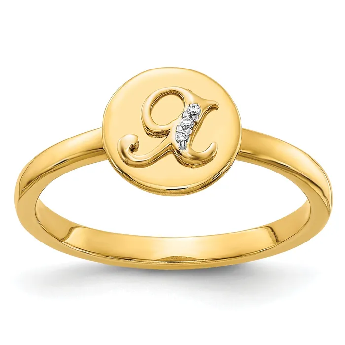 Goldia Rings Solid 14k Yellow Gold Simulated CZ Initial X Ring