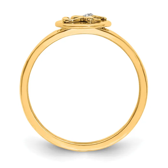 Goldia Rings Solid 14k Yellow Gold Simulated CZ Initial X Ring