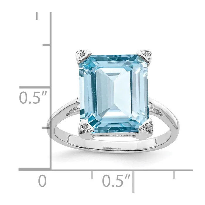 Goldia Rings Sterling Silver Rhodium Light Swiss Blue Topaz Diamond Ring