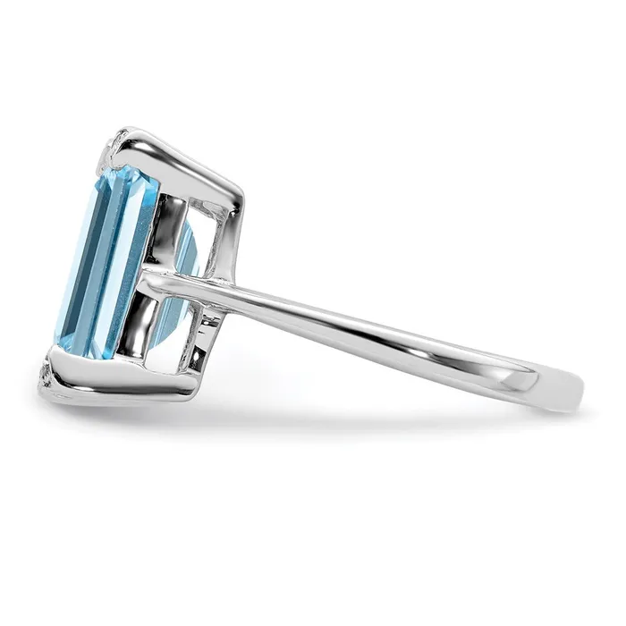 Goldia Rings Sterling Silver Rhodium Light Swiss Blue Topaz Diamond Ring