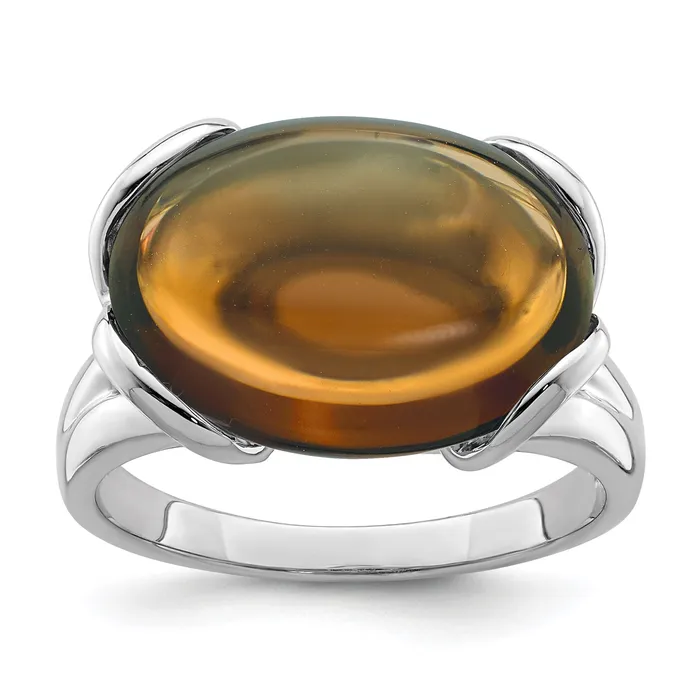 Goldia Rings Sterling Silver Rhodium Oval Whiskey Quartz Gemstone Birthstone Ring Fine Jewelry Gift for Her Goldia Rings Sterling Silver Rhodium Oval Whiskey Quartz Gemstone Birthstone Ring Fine Jewelry Gift for Her
