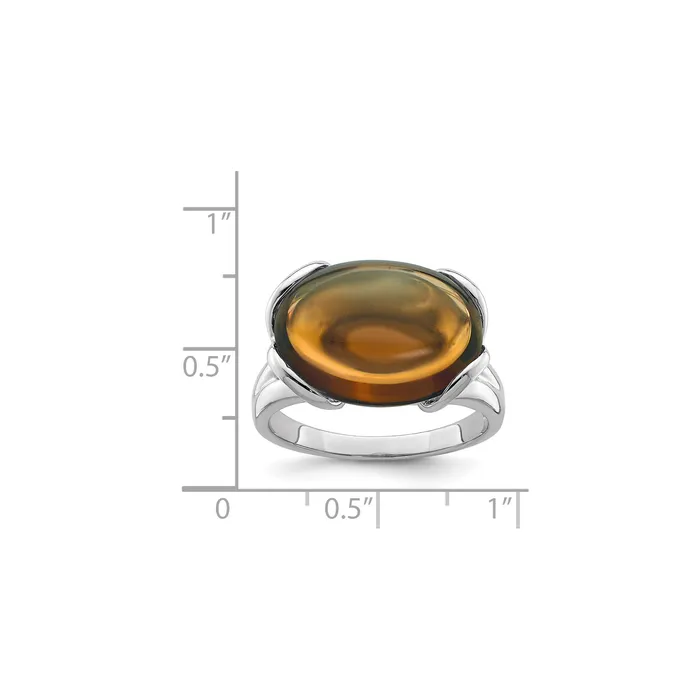 Goldia Rings Sterling Silver Rhodium Oval Whiskey Quartz Gemstone Birthstone Ring Fine Jewelry Gift for Her Goldia Rings Sterling Silver Rhodium Oval Whiskey Quartz Gemstone Birthstone Ring Fine Jewelry Gift for Her
