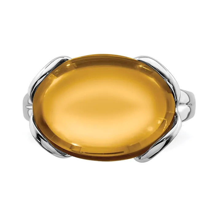 Goldia Rings Sterling Silver Rhodium Oval Whiskey Quartz Gemstone Birthstone Ring Fine Jewelry Gift for Her Goldia Rings Sterling Silver Rhodium Oval Whiskey Quartz Gemstone Birthstone Ring Fine Jewelry Gift for Her
