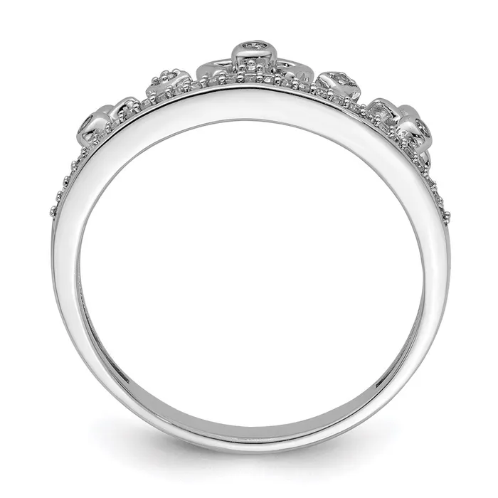 Goldia Rings Sterling Silver Rhodium Plated Diamond Crown Ring