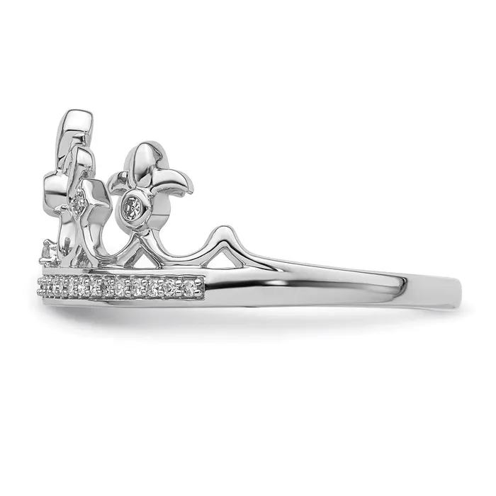 Goldia Rings Sterling Silver Rhodium Plated Diamond Crown Ring