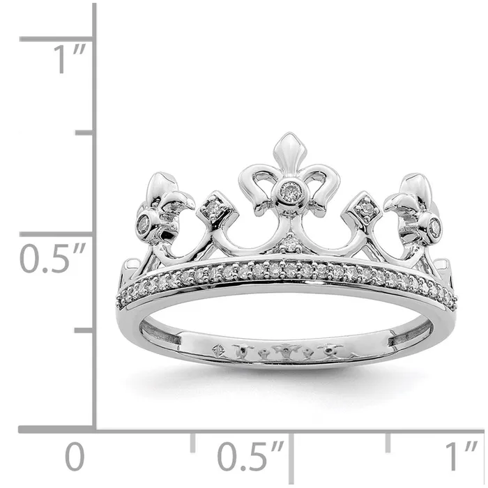 Goldia Rings Sterling Silver Rhodium Plated Diamond Crown Ring