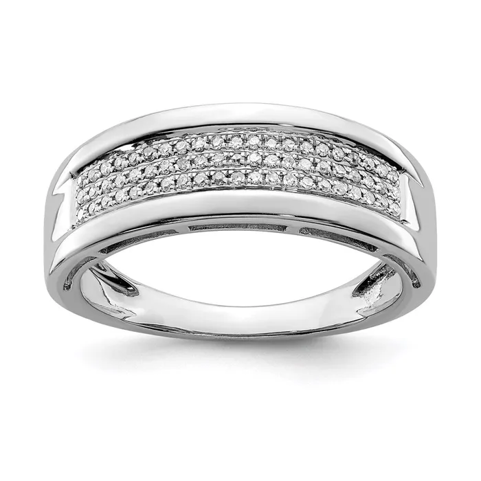 Goldia Rings Sterling Silver Rhodium Plated Diamond Ladies Band