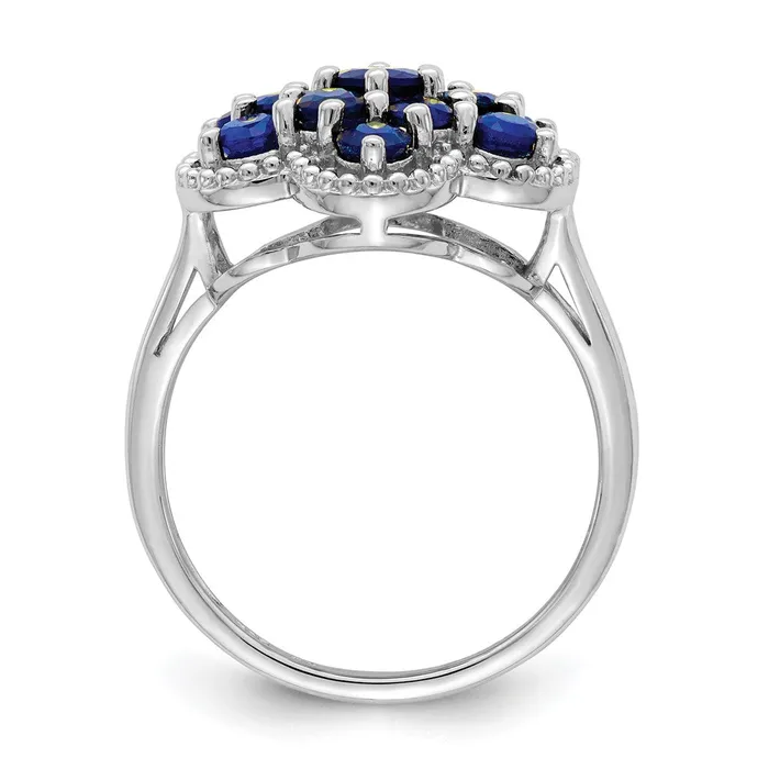 Goldia Rings Sterling Silver Rhodiumplated Sapphire Flower Ring