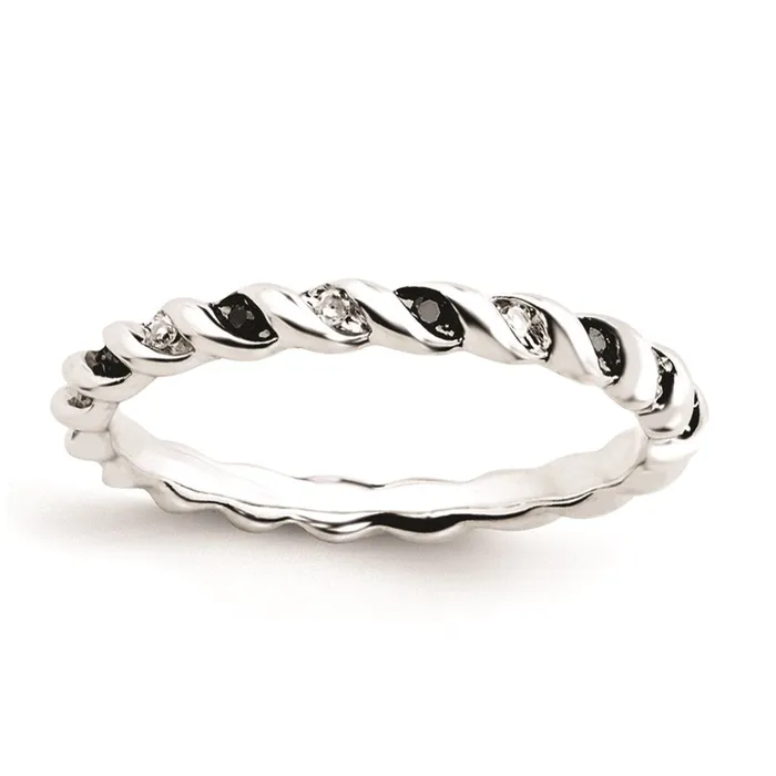 Goldia Rings Sterling Silver Stackable Expressions Black u0026 White Diamond Ring Goldia Rings Sterling Silver Stackable Expressions Black u0026 White Diamond Ring