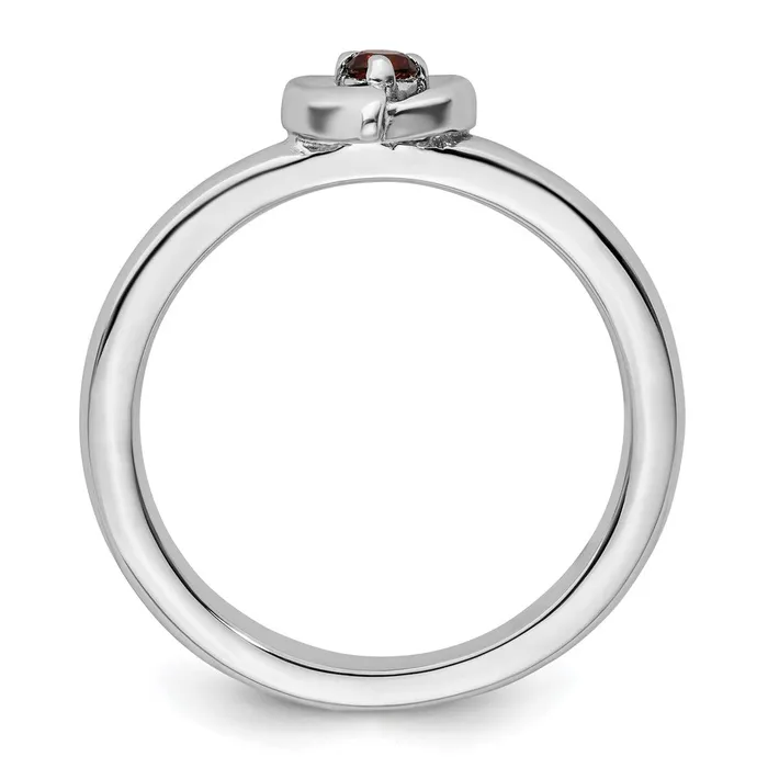 Goldia Rings Sterling Silver Stackable Expressions Garnet Heart Ring