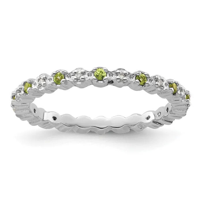 Goldia Rings Sterling Silver Stackable Expressions Peridot u0026 Diamond Ring Goldia Rings Sterling Silver Stackable Expressions Peridot u0026 Diamond Ring
