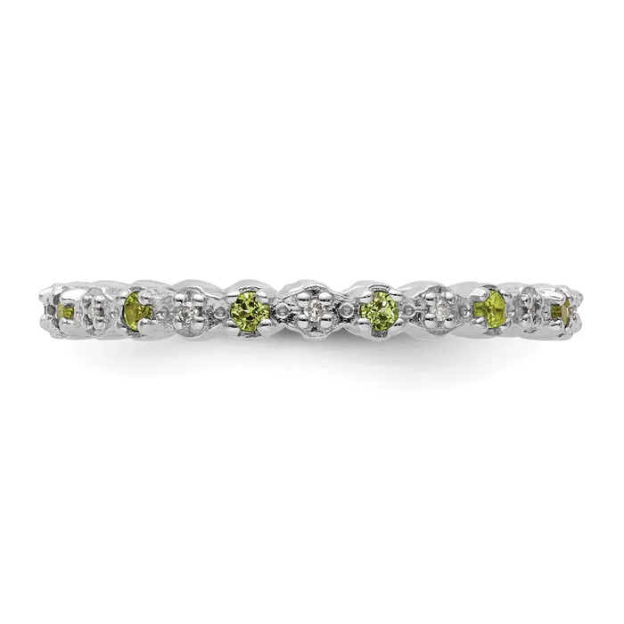 Goldia Rings Sterling Silver Stackable Expressions Peridot u0026 Diamond Ring