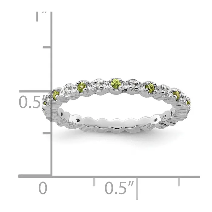 Goldia Rings Sterling Silver Stackable Expressions Peridot u0026 Diamond Ring