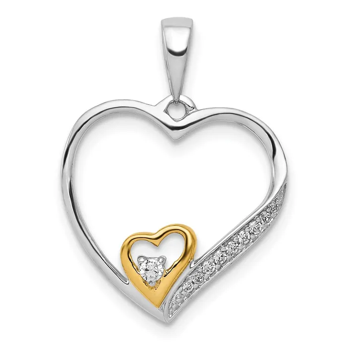 Goldia Solid 14k Twotone 120ct Simulated CZ Double Heart Pendant Rings