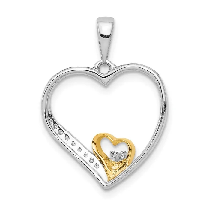 Goldia Solid 14k Twotone 120ct Simulated CZ Double Heart Pendant Rings