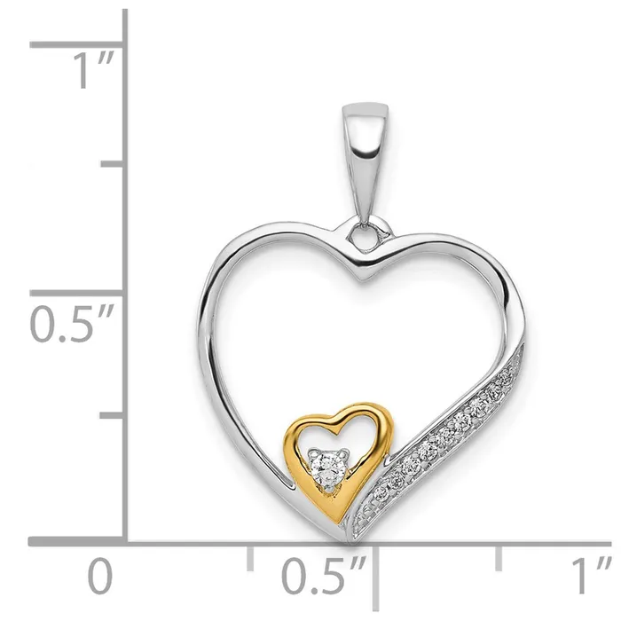 Goldia Solid 14k Twotone 120ct Simulated CZ Double Heart Pendant Rings
