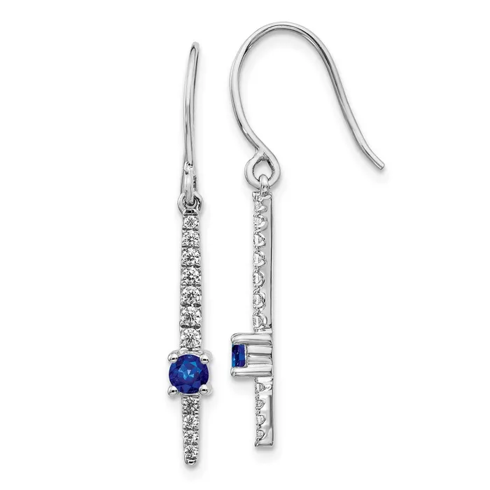 Goldia Solid 14k White Gold Simulated CZ and Sapphire Fancy Earrings Earrings