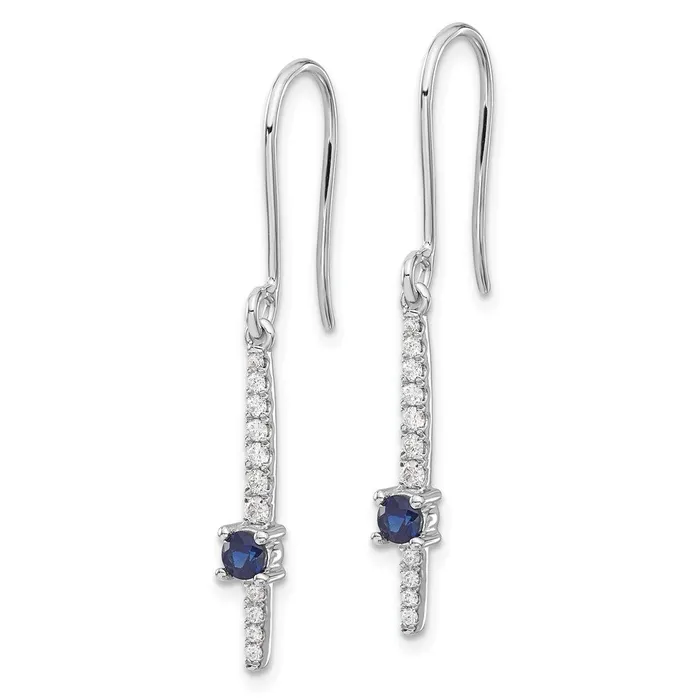 Goldia Solid 14k White Gold Simulated CZ and Sapphire Fancy Earrings Earrings