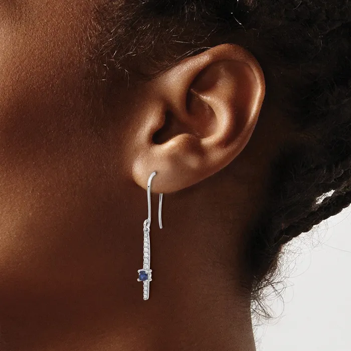 Goldia Solid 14k White Gold Simulated CZ and Sapphire Fancy Earrings Earrings