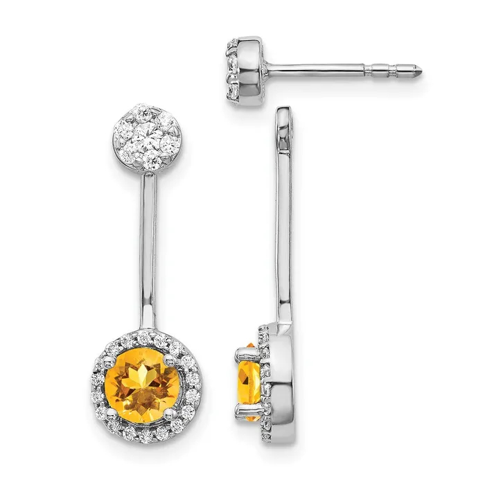 Goldia Solid 14k White Gold Simulated CZ SimulatedSimulated Citrine FrontBacK Earrings Earrings Goldia Solid 14k White Gold Simulated CZ SimulatedSimulated Citrine FrontBacK Earrings Earrings