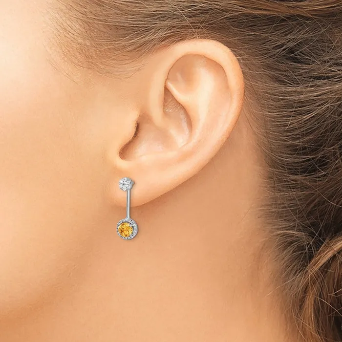 Goldia Solid 14k White Gold Simulated CZ SimulatedSimulated Citrine FrontBacK Earrings Earrings Goldia Solid 14k White Gold Simulated CZ SimulatedSimulated Citrine FrontBacK Earrings Earrings