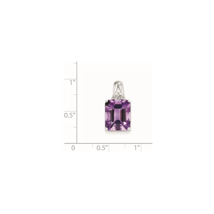 Goldia Sterling Silver Amethyst and Diamond Pendant Necklaces