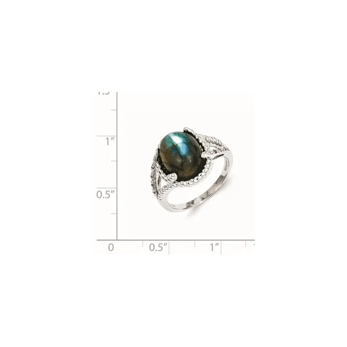 Goldia Sterling Silver Labradorite and Diamond Ring Rings