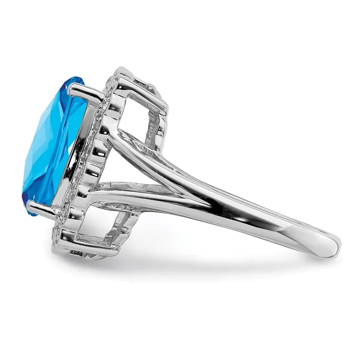 Goldia Sterling Silver Rhodium Diamond u0026 CheckerCut Blue Topaz Ring Rings
