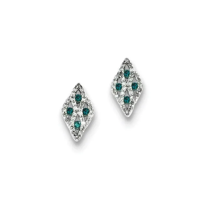 Goldia Sterling Silver w Blue and White Diamond Post Earrings Earrings