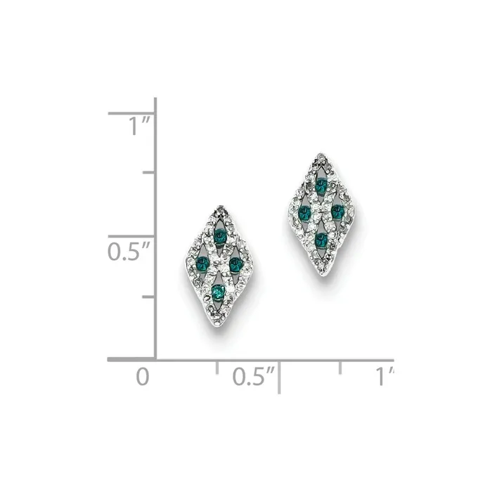 Goldia Sterling Silver w Blue and White Diamond Post Earrings Earrings