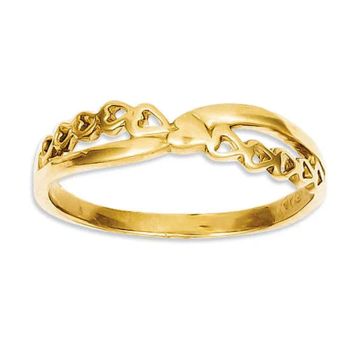 Heart Crossover Ring in Solid 14K Gold Goldia Rings
