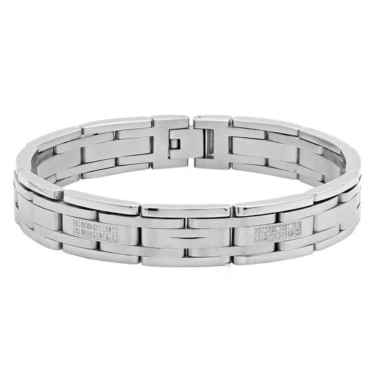 JMS always Bracelets Original Robert Alton 42CTW Diamond Stainless Steel Rail Road Mens Link Bracelet JMS always Bracelets Original Robert Alton 42CTW Diamond Stainless Steel Rail Road Mens Link Bracelet