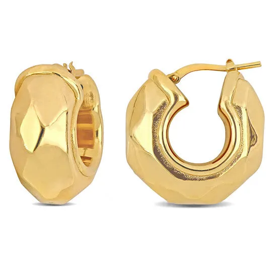 JMS always Earrings Original AMOUR 23mm Wide Diamond Cut Huggie Earrings In Yellow Plated Sterling Silver JMS always Earrings Original AMOUR 23mm Wide Diamond Cut Huggie Earrings In Yellow Plated Sterling Silver