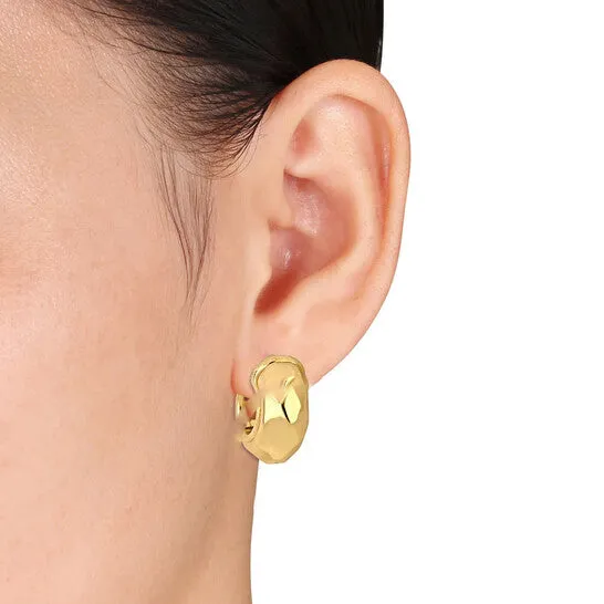 JMS always Earrings Original AMOUR 23mm Wide Diamond Cut Huggie Earrings In Yellow Plated Sterling Silver JMS always Earrings Original AMOUR 23mm Wide Diamond Cut Huggie Earrings In Yellow Plated Sterling Silver