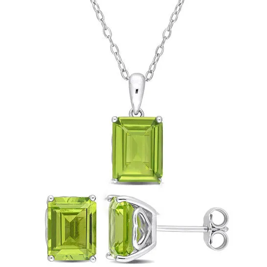 JMS always Earrings Original Amour 6 45 CT TGW EmeraldCut and Octagon Peridot 2Piece Set of Pendant with Chain and Earrings in Sterling Silver JMS always Earrings Original Amour 6 45 CT TGW EmeraldCut and Octagon Peridot 2Piece Set of Pendant with Chain and Earrings in Sterling Silver