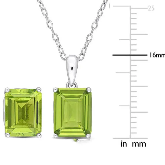 JMS always Earrings Original Amour 6 45 CT TGW EmeraldCut and Octagon Peridot 2Piece Set of Pendant with Chain and Earrings in Sterling Silver JMS always Earrings Original Amour 6 45 CT TGW EmeraldCut and Octagon Peridot 2Piece Set of Pendant with Chain and Earrings in Sterling Silver