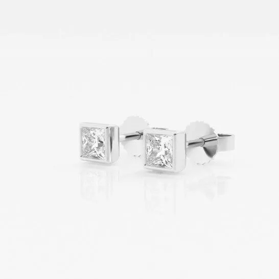 JMS always Earrings Original Brilliant Diamond 14KT White Gold 12 cttw PrincessCut Lab Grown Diamond Bezel Set Solitaire Stud Earrings for Women GVSSI JMS always Earrings Original Brilliant Diamond 14KT White Gold 12 cttw PrincessCut Lab Grown Diamond Bezel Set Solitaire Stud Earrings for Women GVSSI